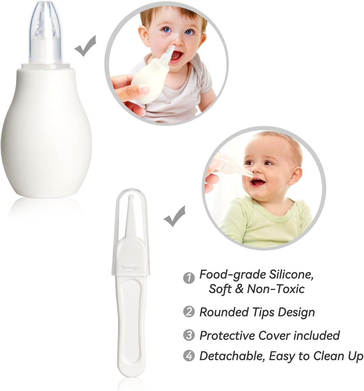 Baby Grooming Kit, Infant Safety Care Set with Hair Brush Comb Nail Clipper Nasal Aspirator,Baby Essentials Kit for Newborn Girls Boys (Grey White)
