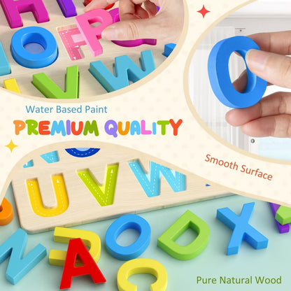 Alphabet Puzzles, Wooden Puzzles for Toddlers, ABC Shape Puzzles for Kids, Preschool Learning Activities, Gift for Girls Boys