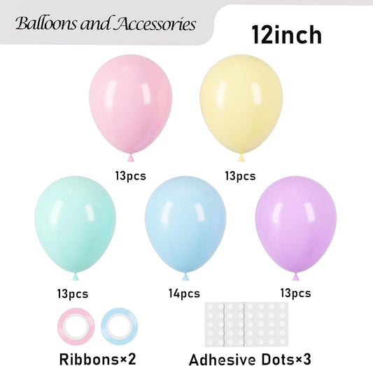 Voircoloria Pastel Balloons, 66pack 12inch Macaron Latex Party Balloons for Graduation, Easter, Wedding, Birthday, Bridal Shower, Rainbow Party, Baby Shower, Anniversary Party Decorations