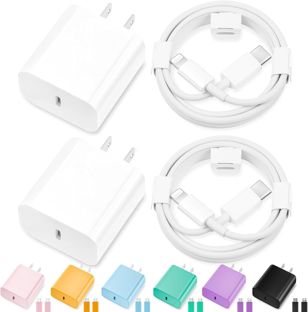 iPhone Charger Fast Charging,[MFi Certified] 2Pack 20W Type C Fast Charger Block with [10FT&6FT] USB C to Lightning Cable Compatible for iPhone 14/13/12/11 Pro Max/Xs Max/XR/X,iPad