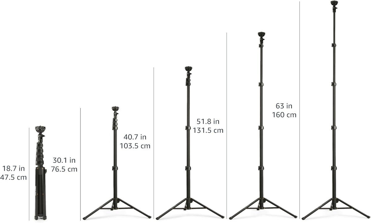 Amazon Basics 64-inch Extendable Tripod for iPhones and Smartphones, Selfie Stick Mode and Phone Tripod Mode, Black