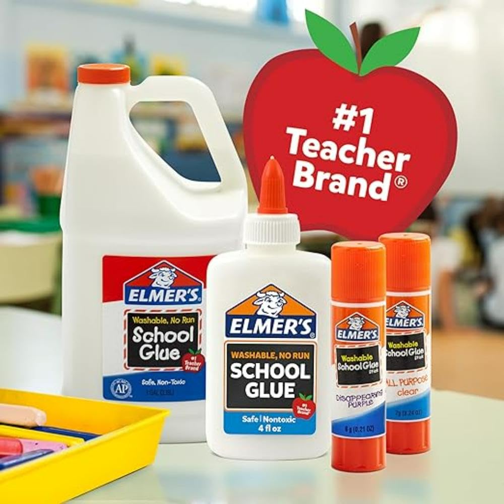 Elmer's Disappearing Purple School Glue Sticks, Washable, 7 Grams, 30 Count - Poster, Vision Board, Back to School, Bulk Pack for Classrooms, #1 Teacher Brand