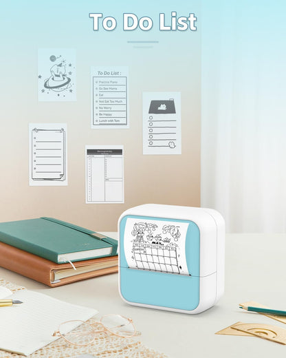 Sticker Printer - Printpods Mini Printer with Stickers, Print Pod, Bluetooth Inkless Printers, Sticker Maker, Portable Thermal Printer for iphone, Impresora Portátil for Notes, Journal, DIY, Kids Gift