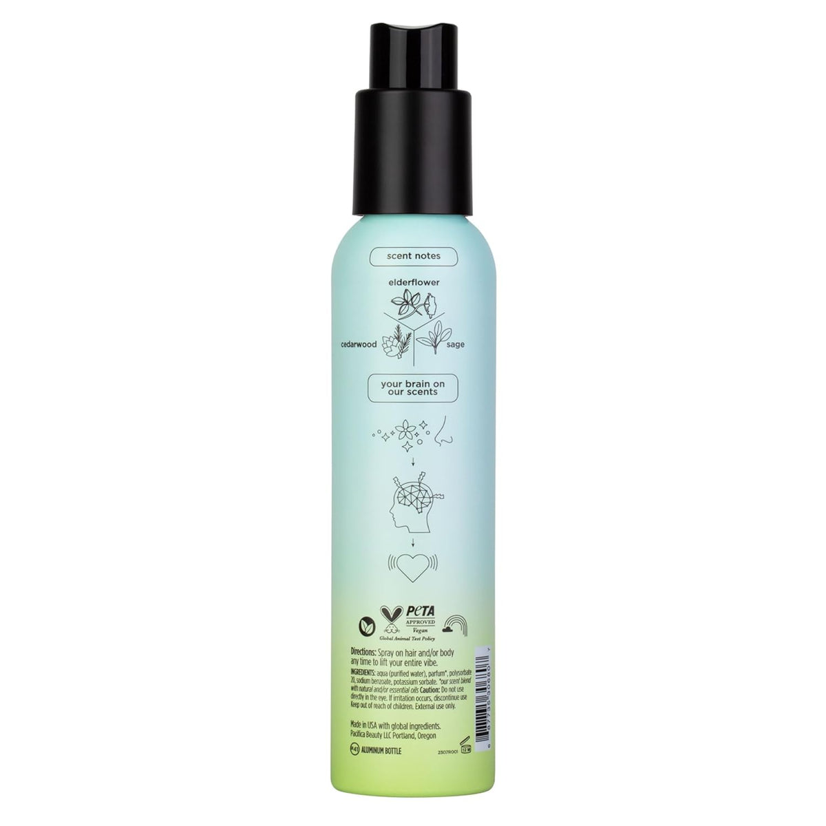 Pacifica Hair Mist Perfume & Full Body Spray for Women - Montana Sky Body Mist Fragrance w/Cedarwood, Elderflower, Black Pepper, Sage & Sandalwood Clean Beauty Alcohol-Free, Vegan & Cruelty-Free 5 oz - Cart Shape