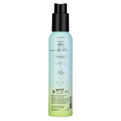 Pacifica Hair Mist Perfume & Full Body Spray for Women - Montana Sky Body Mist Fragrance w/Cedarwood, Elderflower, Black Pepper, Sage & Sandalwood Clean Beauty Alcohol-Free, Vegan & Cruelty-Free 5 oz - Cart Shape