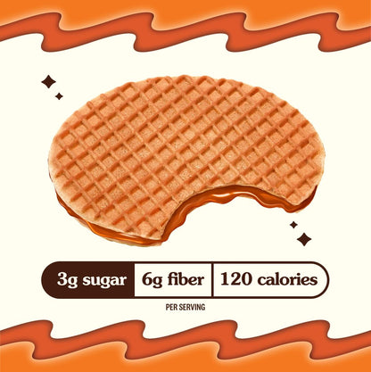 Rip Van Wafels Dutch Caramel & Vanilla Stroopwafels, Healthy Snacks, Non-GMO, Low Calorie, Low Sugar (3g), Office Snacks, Keto Friendly, 12 Count