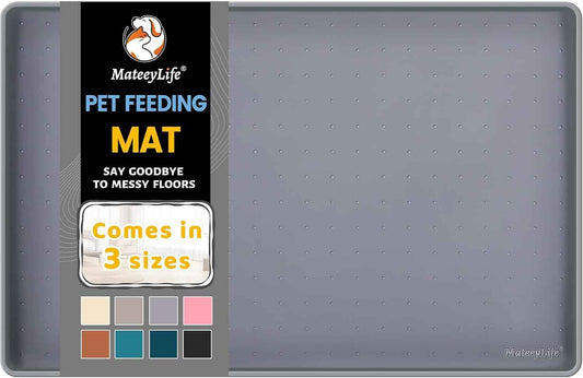 MateeyLife Silicone Cat & Dog Food Mat for Floors Waterproof, Anti-Slip Dog Bowl Mats for Food and Water, Pet Feeding Mats with Lip to Prevent Spills, Pet Placemat for Messy Drinkers to Protect Floors