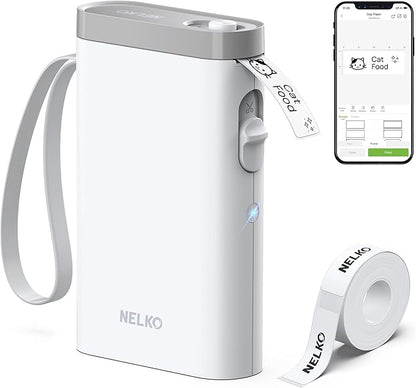 Nelko Label Maker Machine with Tape, P21 Bluetooth Label Printer, Wireless Mini Label Makers with Multiple Templates for Organizing Office Home, White