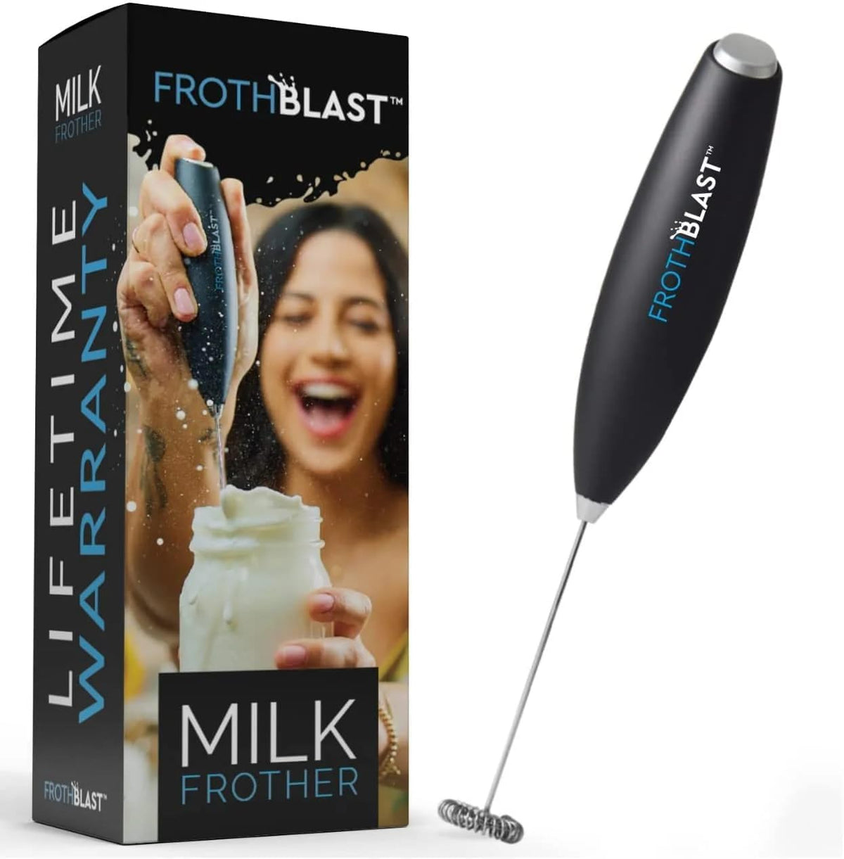 Milk Frother Handheld for Coffee (Foam Maker) Whisk Drink Mixer for Lattes, Cappuccino, Frappe, Matcha, Hot Chocolate