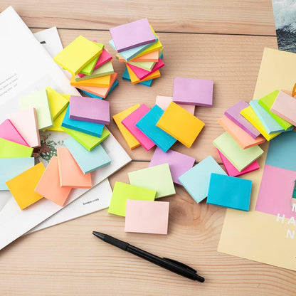 (50 Pads) Sticky Notes 1.5x2, 10 Colors Self Sticky Notes, Sticky Pads, Recyclable, Self-Stick Pads, Easy to Post for Home, Office, Notebook