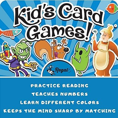 Regal Games Card Games for Kids - Go Fish, Crazy 8's, Old Maid, Slap Jack, Garbage Monster, War - Simple & Fun Classic Family Table Games - Games May Vary (6 Set)