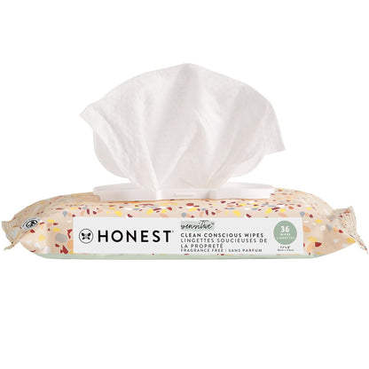 Honest Company Hypoallergenic Baby Wipes for Sensitive Skin, Fragrance-Free, 576 Count (6 Packs of 96)
