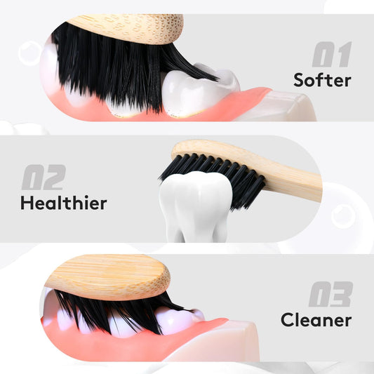 Virgin Forest 10 Count Bamboo Toothbrush, Soft Bristle for Adults, Eco Friendly Natural Wooden Toothbrushes, Vegan Organic Bamboo Travel Tooth Brush (10 Colors)