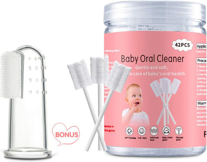 Easicuti baby tongue cleaner 42pcs disposable toothbrush for 0-36 months with free finger toothbrush
