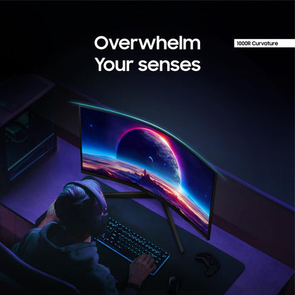 SAMSUNG 32" Odyssey G55C Series QHD 1000R Curved Gaming Monitor, 1ms(MPRT), HDR10, 165Hz, AMD Radeon FreeSync, Eye Care, Glare Free, Sharp Resolution LS32CG550ENXZA