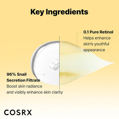 cosrx snail 96 mucin power essence 2ea & retinol 0.1% cream mini sample gift set for glass skin