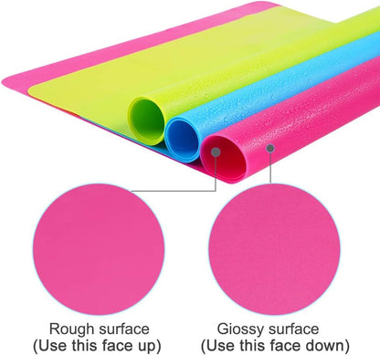 3 Pack Silicone mat Large Silicone Sheets for Crafts, Liquid, Resin Jewelry Casting Molds Mat, Silicone Placemat 15.7” x 11.8” (Blue & Rose Red & Green)
