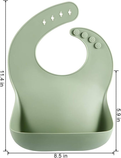 PandaEar Set of 3 Silicone Baby Bibs Waterproof, Soft, Unisex, 10-72 Months
