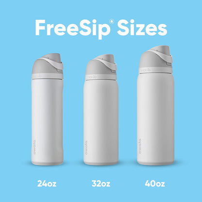 Owala FreeSip Insulated Stainless Steel Water Bottle with Straw, BPA-Free Sports Water Bottle, Great for Travel, 24 Oz, Shy Marshmallow