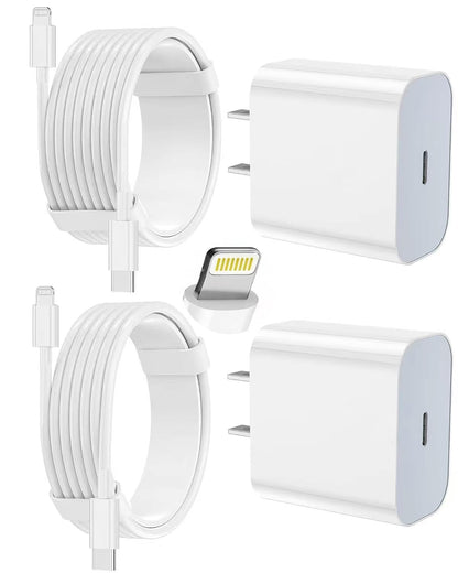 iPhone Charger Fast Charging 2 Pack Type C Wall Charger Block with 2 Pack [6FT&10FT] Long USB C to Lightning Cable for iPhone 14/13/12/12 Pro Max/11/Xs Max/XR/X,AirPods Pro