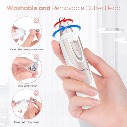 Ear and Nose Hair Trimmer Clipper - 2025 Professional Painless Eyebrow & Facial Hair Trimmer for Men Women, Battery-Operated Trimmer with IPX7 Waterproof, Dual Edge Blades for Easy Cleansing Pink