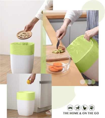 Compostable Trash Bags - FORID 13 Gallon Tall Kitchen Garbage Bags 80 Count Unscented Trash Can Liners 55 Liter Medium Wastebasket Bags for Bathroom Home Bedroom Office Garbage Can (5Rolls/Green)