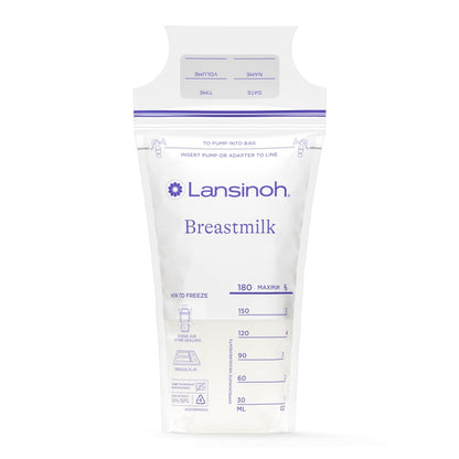 Lansinoh Breastmilk Storage Bags, 200 Count Value Pack, Baby Essentials, Leak-Proof, Fast Freeze & Thaw Breast Milk Bags for Baby Bottle Feeding, Strength & Stretch, 6 Ounce