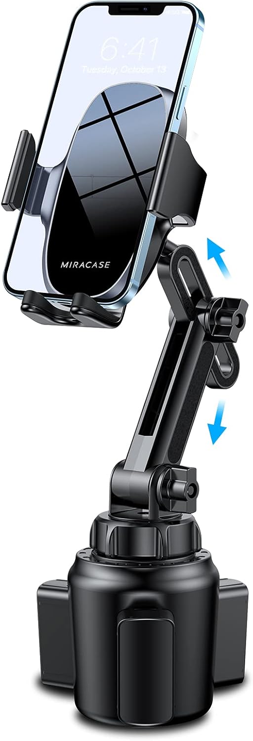 Miracase Upgraded Version Cup Phone Holder for Car, Universal Adjustable Long Neck Car Phone Mount Cradle Friendly Compatible with iPhone Samsung Google and All 4.0-7.0 inches Smartphones