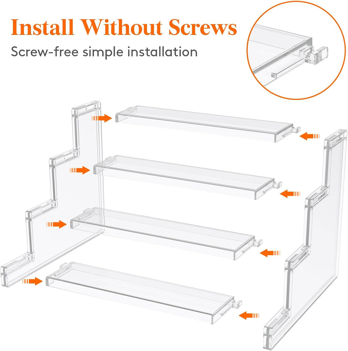 Lifewit 4 Tier Perfume Stand Organizer for Women, Plastic Display Riser, Tool-Free Assembly, Fragrance Makeup Cosmetics Shelf for Vanity Bedroom Bathroom Storage Organization, Clear, 9 Inch, 1 Pcs