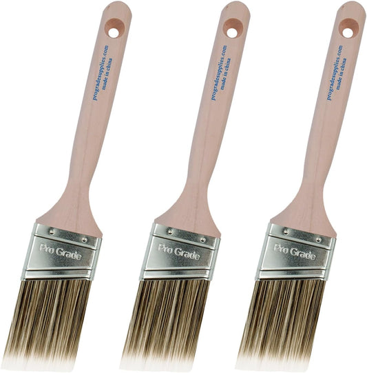 Pro Grade Paint Brush Set - 3-Pack - 2" Angle Brushes for All Latex and Oil Paints & Stains - Home Improvement - Interior & Exterior Use