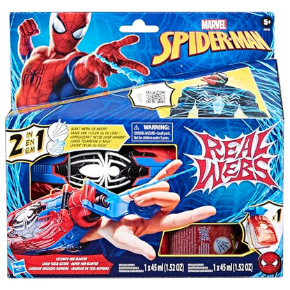 Marvel Spider-Man Real Webs Ultimate Web Blaster, 2-in-1 Blaster, Role Play Toy, Spider-Man Costume, Spider-Man Toys for Kids 5 and Up