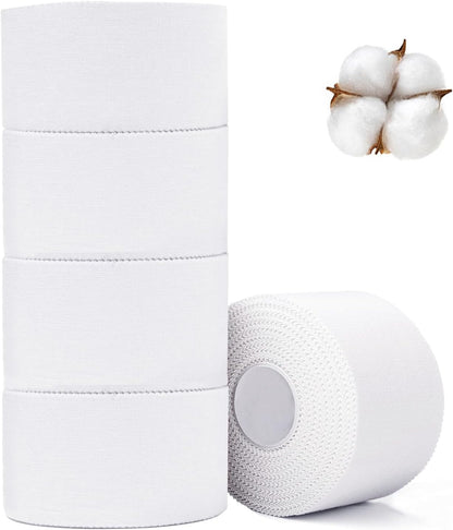 Athletic Tape,5 Pack White Sports Tape,Very Strong No Sticky Residue Wrist Ankle Tape for Gymnastics Boxing Lacrosse Climbing Hockey Bat