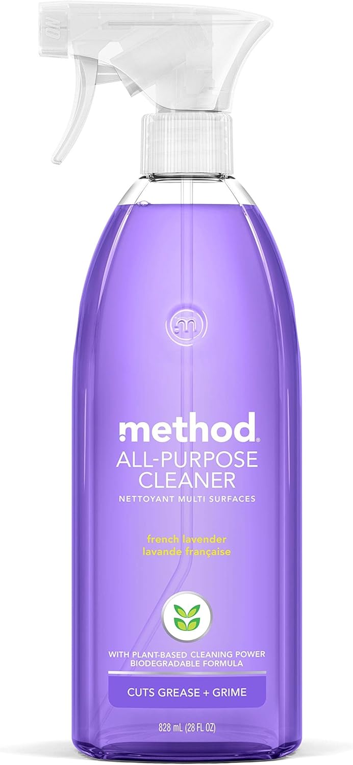 Method All-Purpose Cleaner Spray, French Lavender, Plant-Based and Biodegradable Formula Perfect for Most Counters, Tiles and More, 28 Fl Oz, (Pack of 1