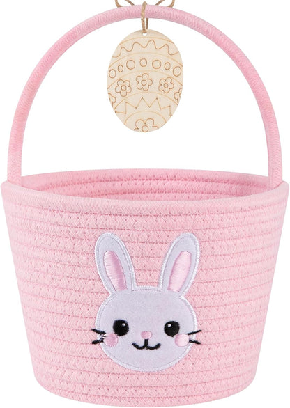 oiahomy-pink-easter-basket-with-handle-personalized-bunny-baskets-for-kids-and-gifts