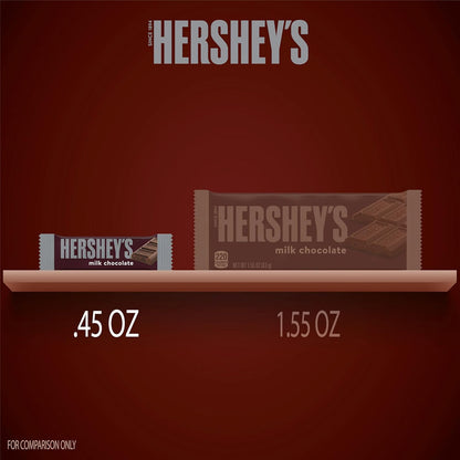HERSHEY'S Milk Chocolate Snack Size, Candy Bars, 11.25 oz (25 Pieces)