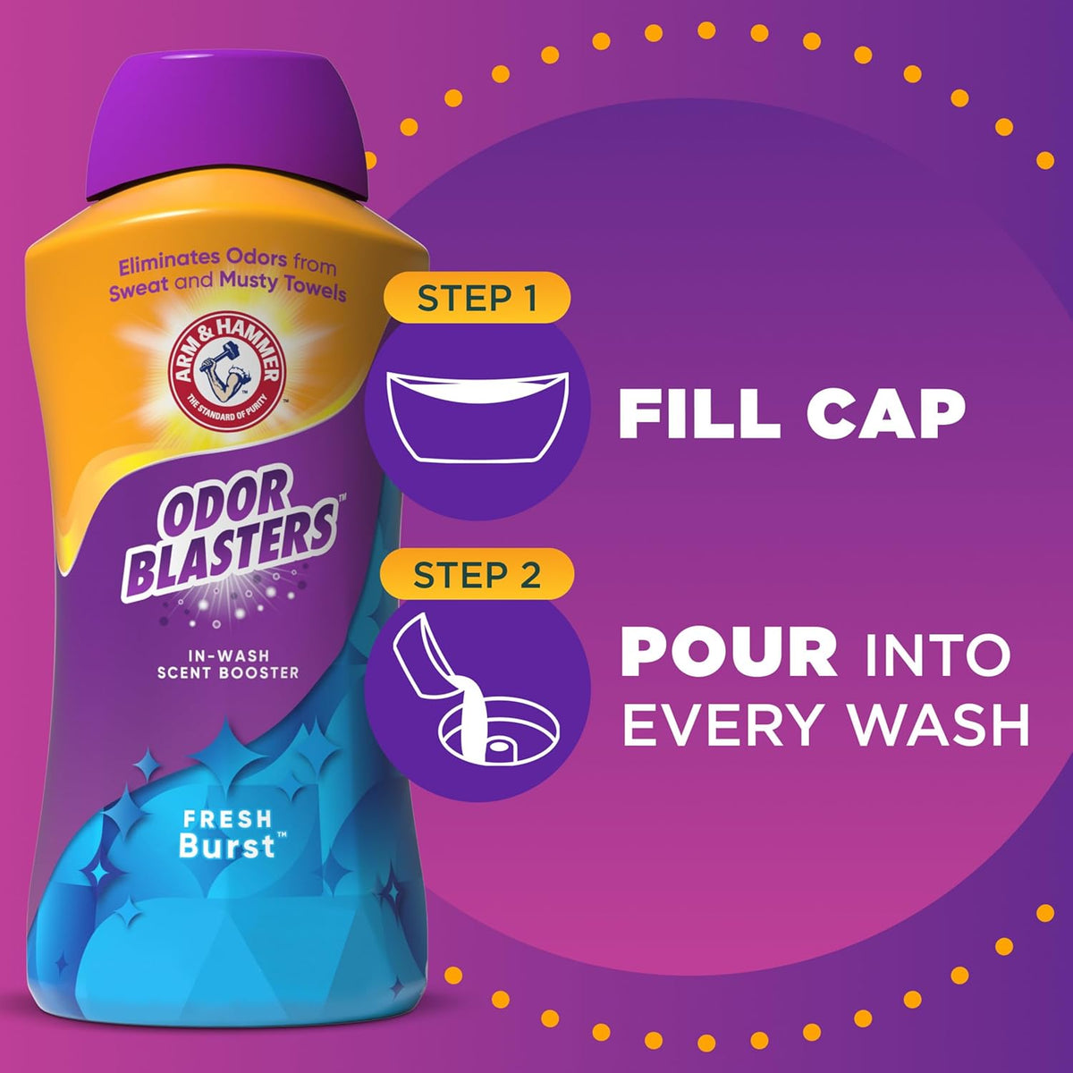 ARM & HAMMER Odor Blasters In-Wash Scent Booster, Laundry Scent Booster Fresh Burst Scent, 45 Oz