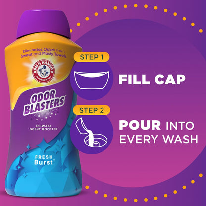 ARM & HAMMER Odor Blasters In-Wash Scent Booster, Laundry Scent Booster Fresh Burst Scent, 45 Oz