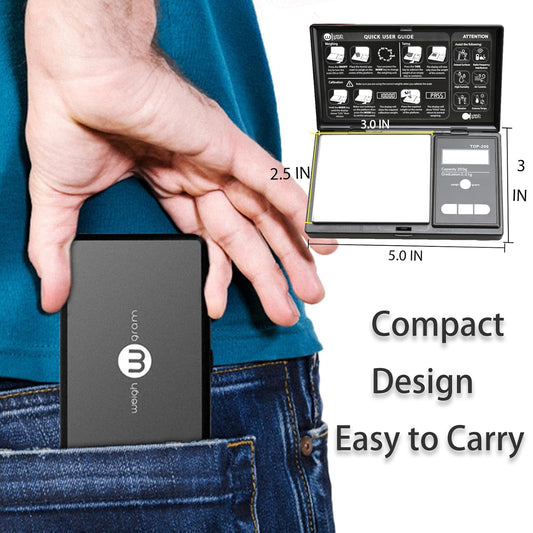 Weigh Gram 200g Digital Pocket Gram Scale 0.01g Accuracy, 200g x 0.01g Mini Digital Grams Scale, Small Food Scale, Jewelry Scale, Ounces Grains Scale With100g Calibration Weight