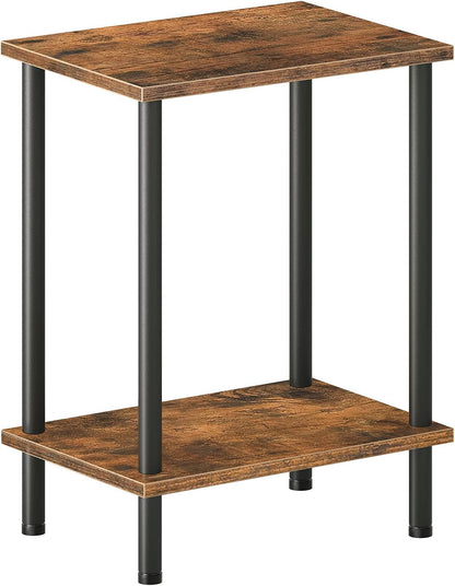 HOOBRO End Table, Small Side Table, Nightstand with 2-Layer Storage Shelves, Sofa Table for Small Spaces, Living Room, Bedroom, Stable Frame, Easy Assembly, Rustic Brown BF09BZ01