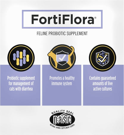 PLrina Pro Plan Veterinary Supplements FortiFlora Daily Probiotics for Cats for Digestive Gut Health and Diarrhea - 30 ct. Box