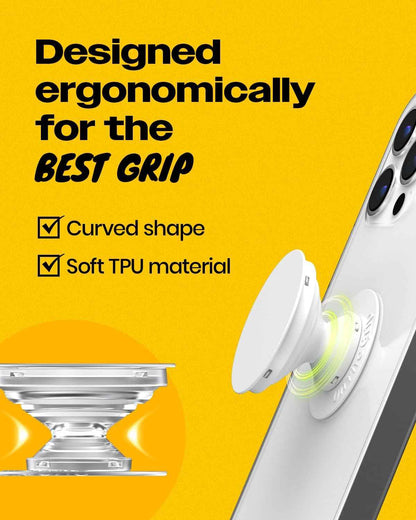 OnTheGrip Collapsible Expandible Diamond Heart Grip Stand Holder for Smartphone Tablet Silver Big