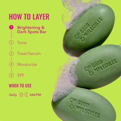 Good Molecules brightening soap free face and body bar with tranexamic kojic acids and niacinamide for dark spots skin care