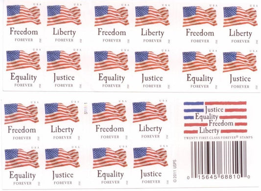 USPS Forever Stamps "Four Flags" Booklet of 20 Stamps