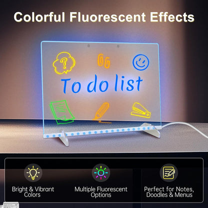 LED Note Board with 7 Colors, Includes Adapter, 13"x10" Led Drawing Board for Kids, Light Up Dry Erase Boards with 7 Markers, Soft Cloth, Hanging Chain, Holiday Trend Gift