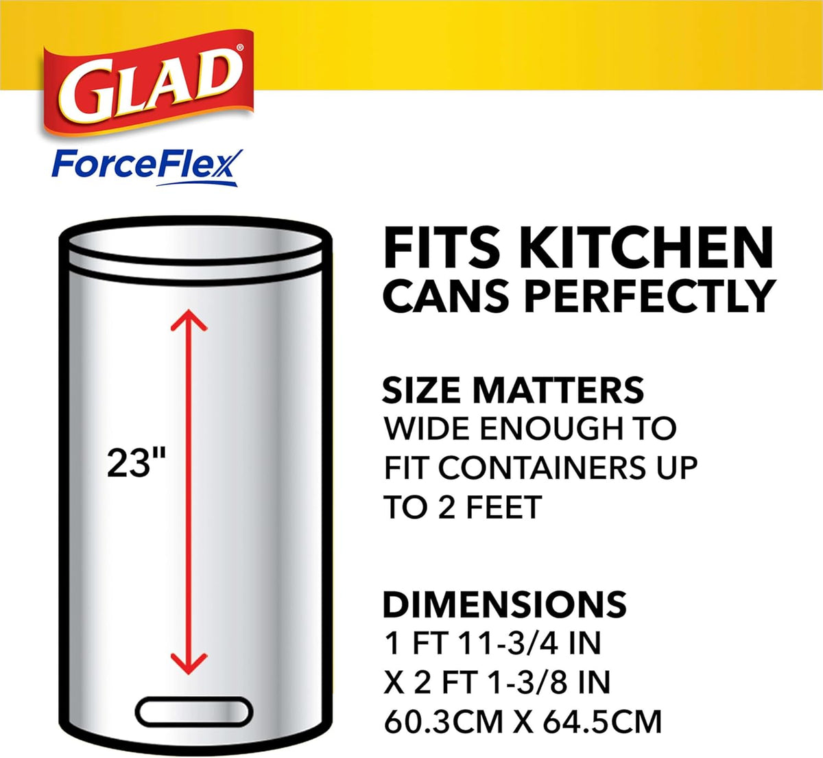 Glad ForceFlex Tall Kitchen Trash Bags, 13 Gal, Gain Original with Febreze, 110 Ct (Pack May Vary)