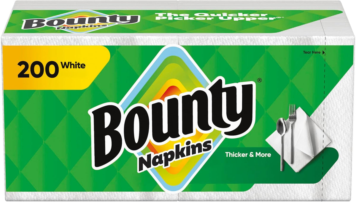 Bounty Paper Napkins, White, 200 Count, Packaging may vary