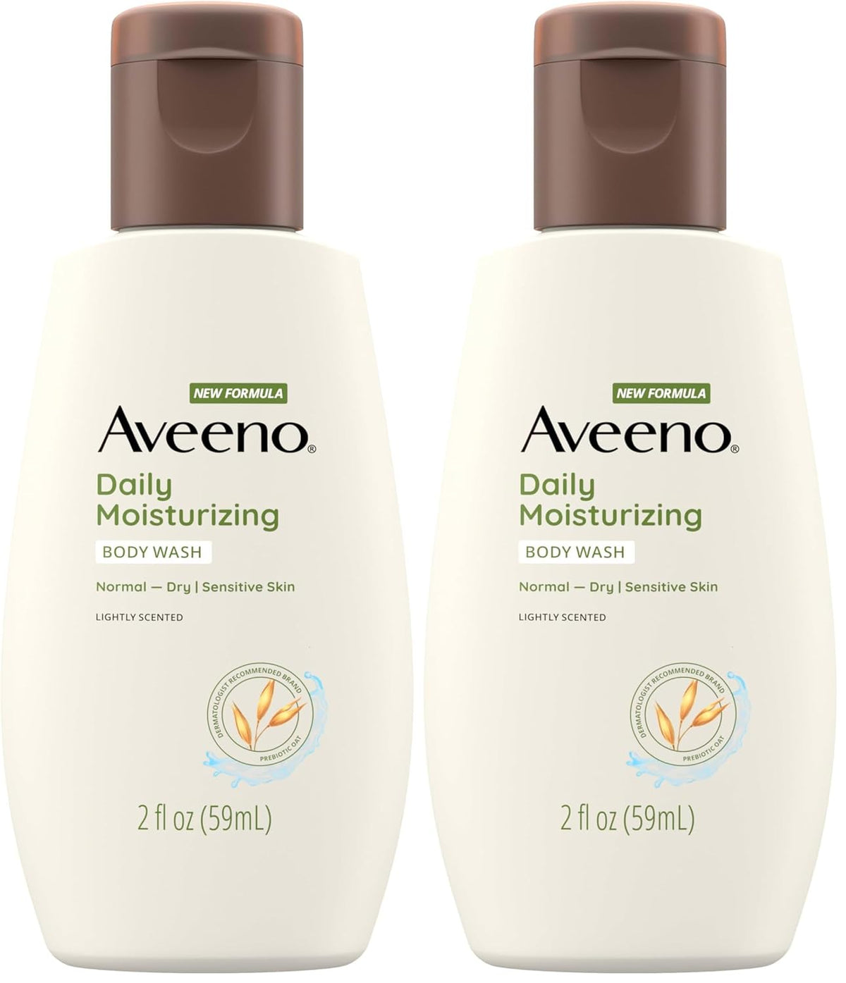 aveeno daily moisturizing body wash for sensitive skin + prebiotic oat, gentle on dry skin, 2 fl. oz travel size