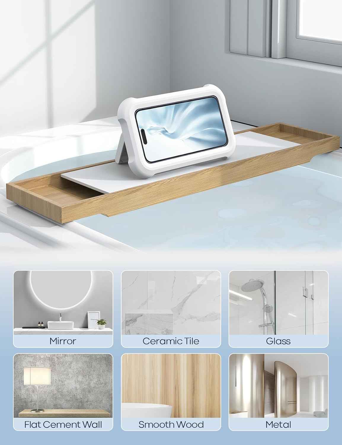 Lamicall Shower Phone Holder Waterproof - 480° Rotatable Retractable Adjustable Shower iPhone Case Holder, Bathroom Wall Phone Mount Stand Water Proof Anti Fog Case, Accessories for 4-7" Cellphones
