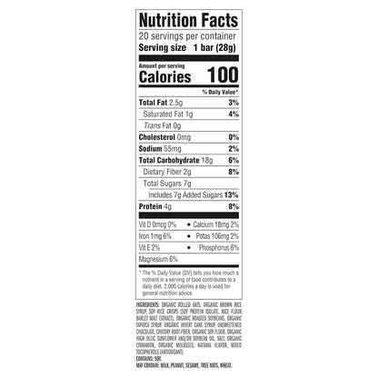 clif bar minis chocolate chip organic oats 4g protein non-gmo plant based snack size energy bars 20 pack