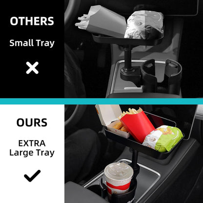 DYLEN Car Cup Holder Tray, Cup Holder Expander Adapter for Car, 9.5” Detachable Car Food Tray Table for Eating, Road Trip Essentials Fits Yeti, Hydro Flask 16-46 oz